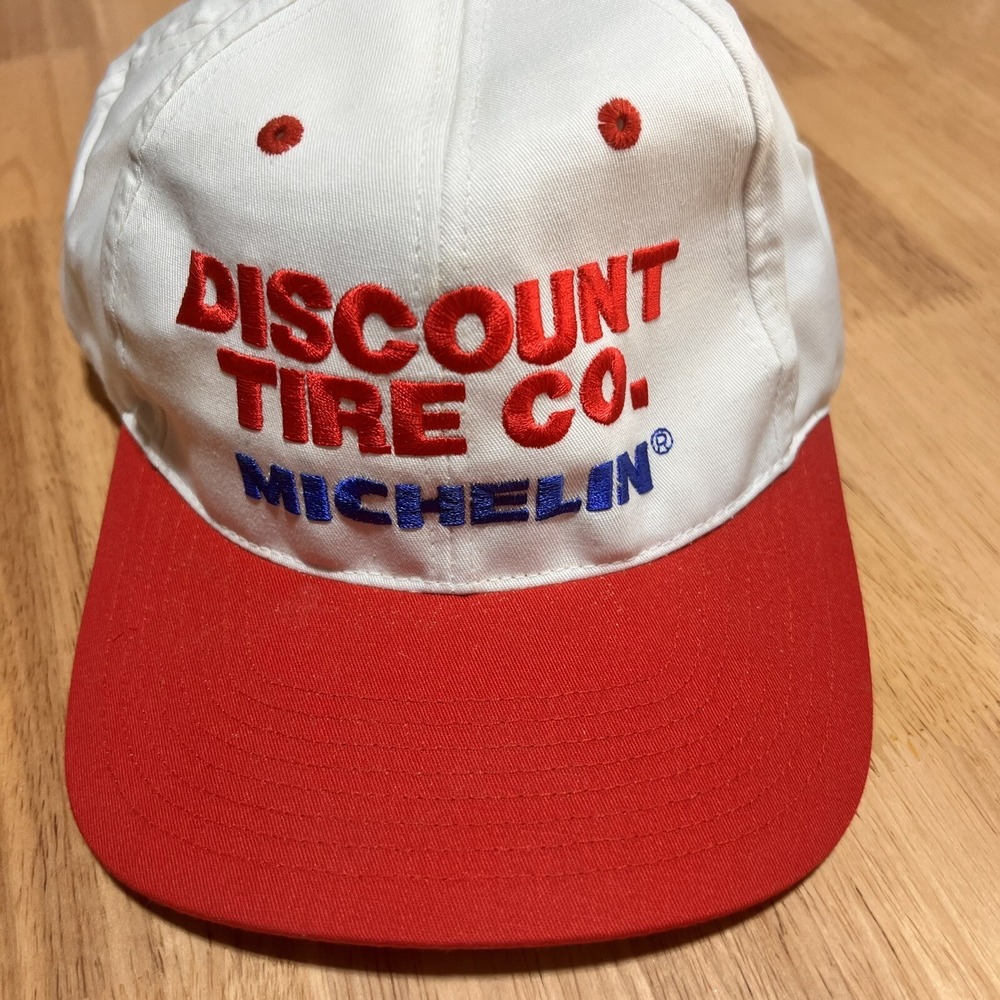 Vtg Hat Cap Michelin America's Discount Tire Co Snapback Red White Blue 6 Panels
